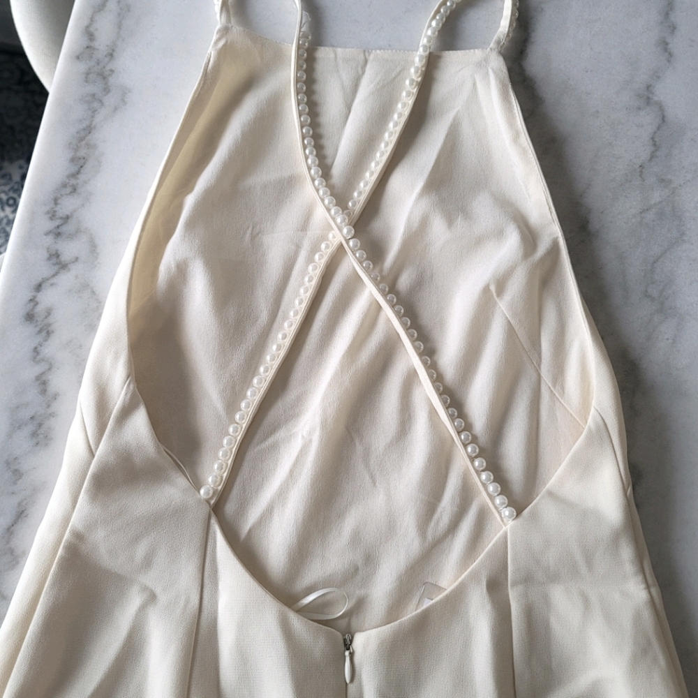 Pearl lined strap dress